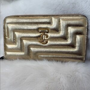 Jimmy Choo Gold leather Quilted Wallet great condition!!